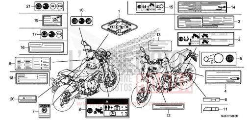 ETIQUETTE DE PRECAUTIONS CB650FAG de 2016